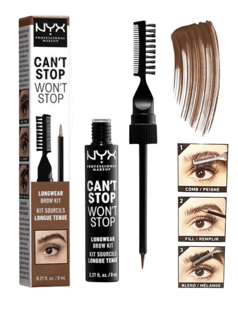 🧚‍♀️#AUBURN NYX RARE Cant Stop Wont Stop Longwear Brow Kit NWT